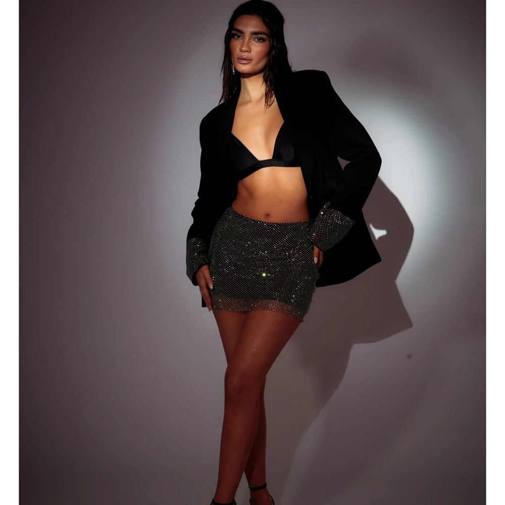 SLA Label rhinestone cuff oversized blazer